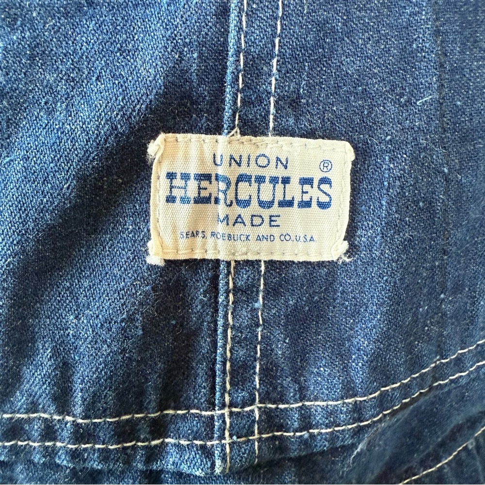 Vintage 50s 60s HERCULES dark Denim Overalls unisex M  VERY RARE union made - Picture 15 of 16